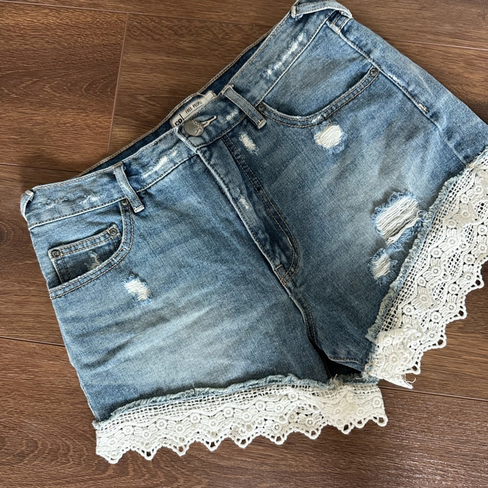 Free People Lace Detail Shorts